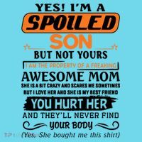 I'm A Spoiled Son Of A Freaking Awesome Mom Great Gift Button thumb 1