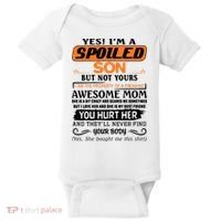 I'm A Spoiled Son Of A Freaking Awesome Mom Great Gift Baby Bodysuit thumb 0