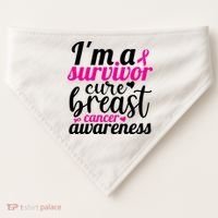 I'm A Survivor Cure Breast Cancer Awareness USA-Made Doggie Bandana thumb 0