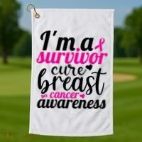 I'm A Survivor Cure Breast Cancer Awareness Golf Towel thumb 1