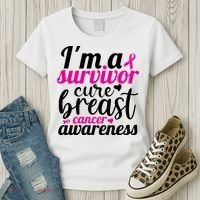 I'm A Survivor Cure Breast Cancer Awareness Women's T-Shirt thumb 3