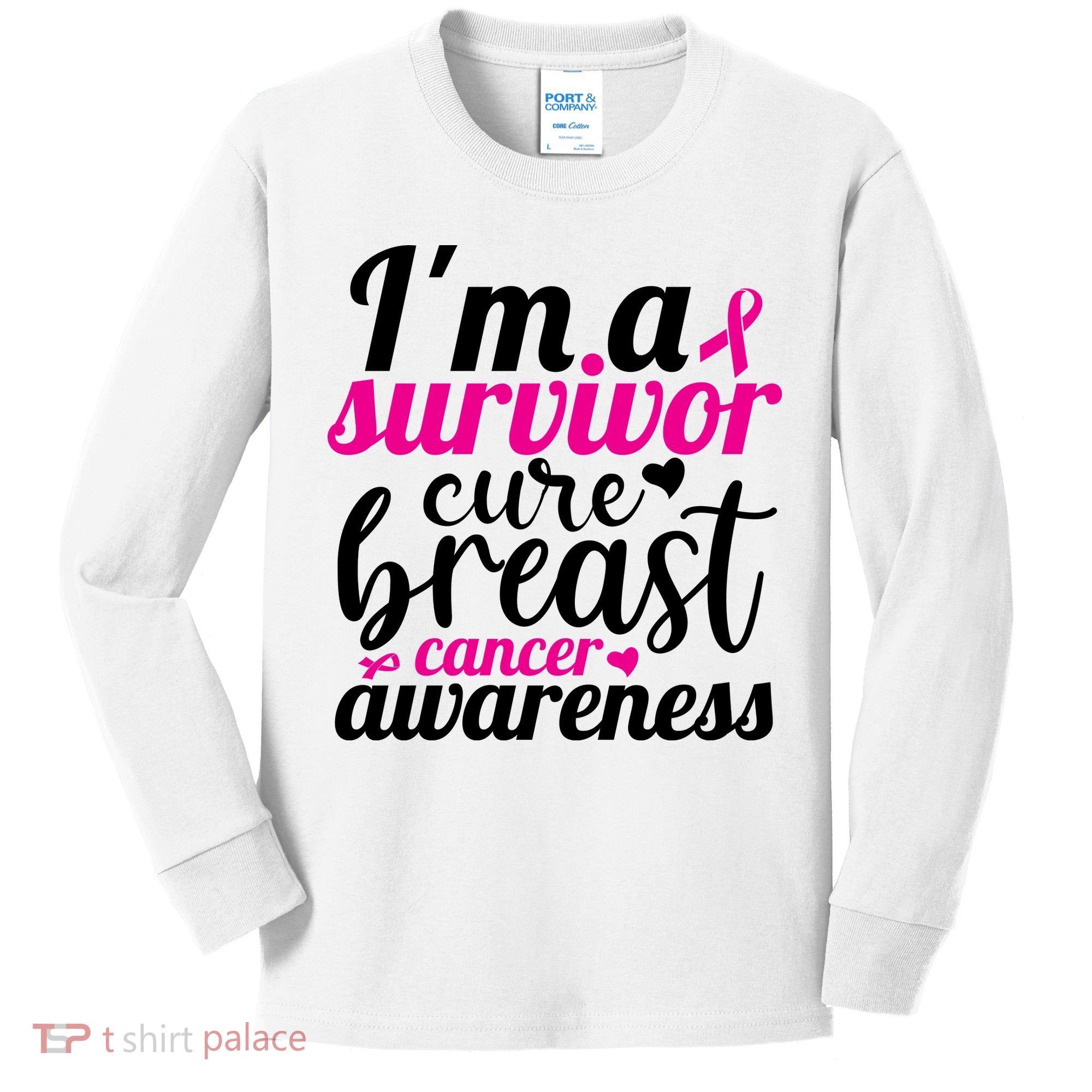 I'm A Survivor Cure Breast Cancer Awareness Kids Long Sleeve Shirt