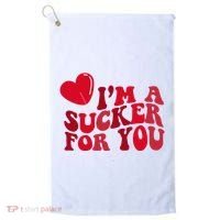 Im A Sucker For You Valentines Day Gift Retro Golf Towel thumb 0
