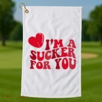 Im A Sucker For You Valentines Day Gift Retro Golf Towel thumb 1
