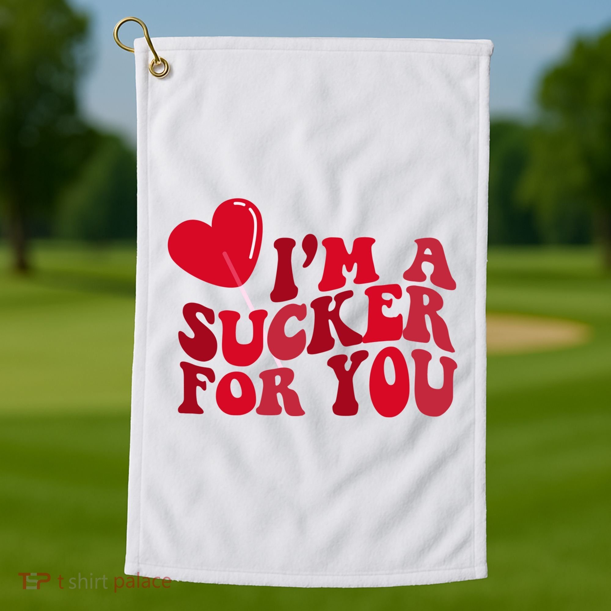 Im A Sucker For You Valentines Day Gift Retro Golf Towel