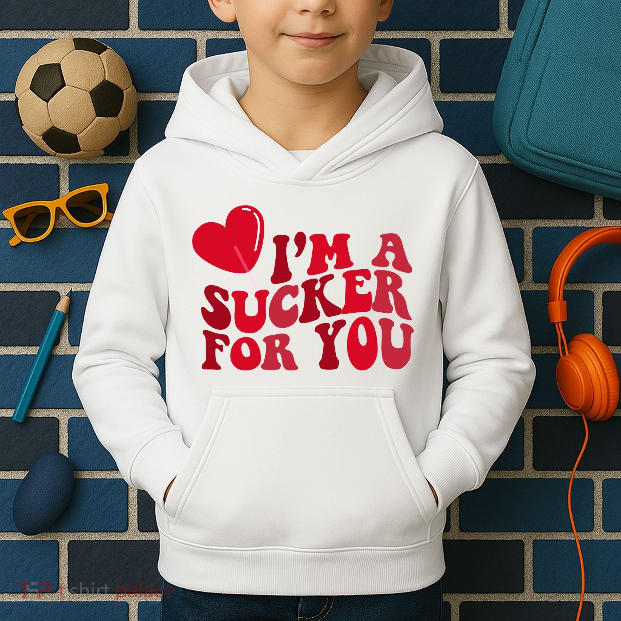 Im A Sucker For You Valentines Day Gift Retro Kids Hoodie