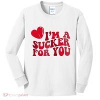 Im A Sucker For You Valentines Day Gift Retro Kids Long Sleeve Shirt thumb 0