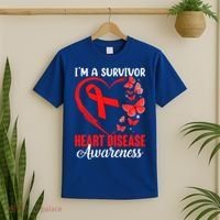 I'm A Survivor Heart Disease Awareness Month Butterfly Heart Great Gift T-Shirt thumb 2