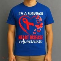 I'm A Survivor Heart Disease Awareness Month Butterfly Heart Great Gift T-Shirt thumb 3