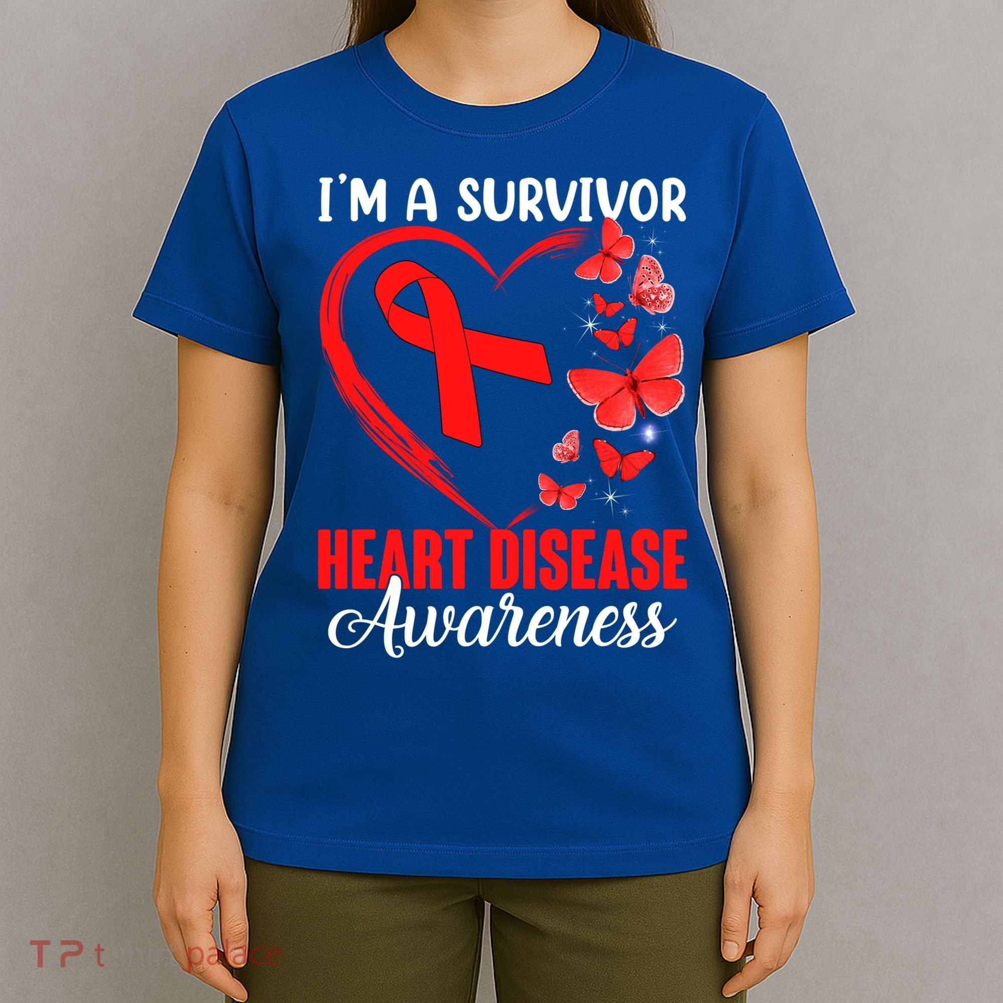 I'm A Survivor Heart Disease Awareness Month Butterfly Heart Great Gift T-Shirt