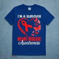 I'm A Survivor Heart Disease Awareness Month Butterfly Heart Great Gift T-Shirt thumb 5