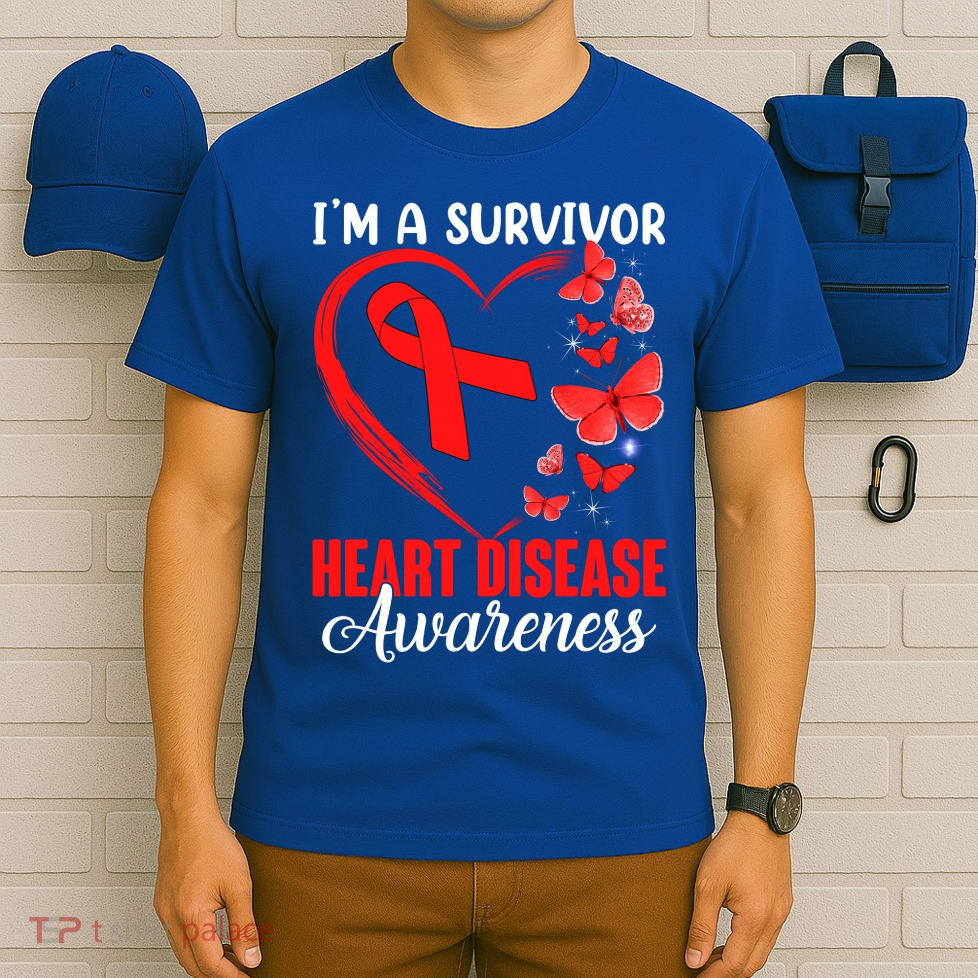 I'm A Survivor Heart Disease Awareness Month Butterfly Heart Great Gift T-Shirt