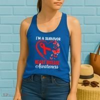 I'm A Survivor Heart Disease Awareness Month Butterfly Heart Great Gift Women's Tank Top thumb 2