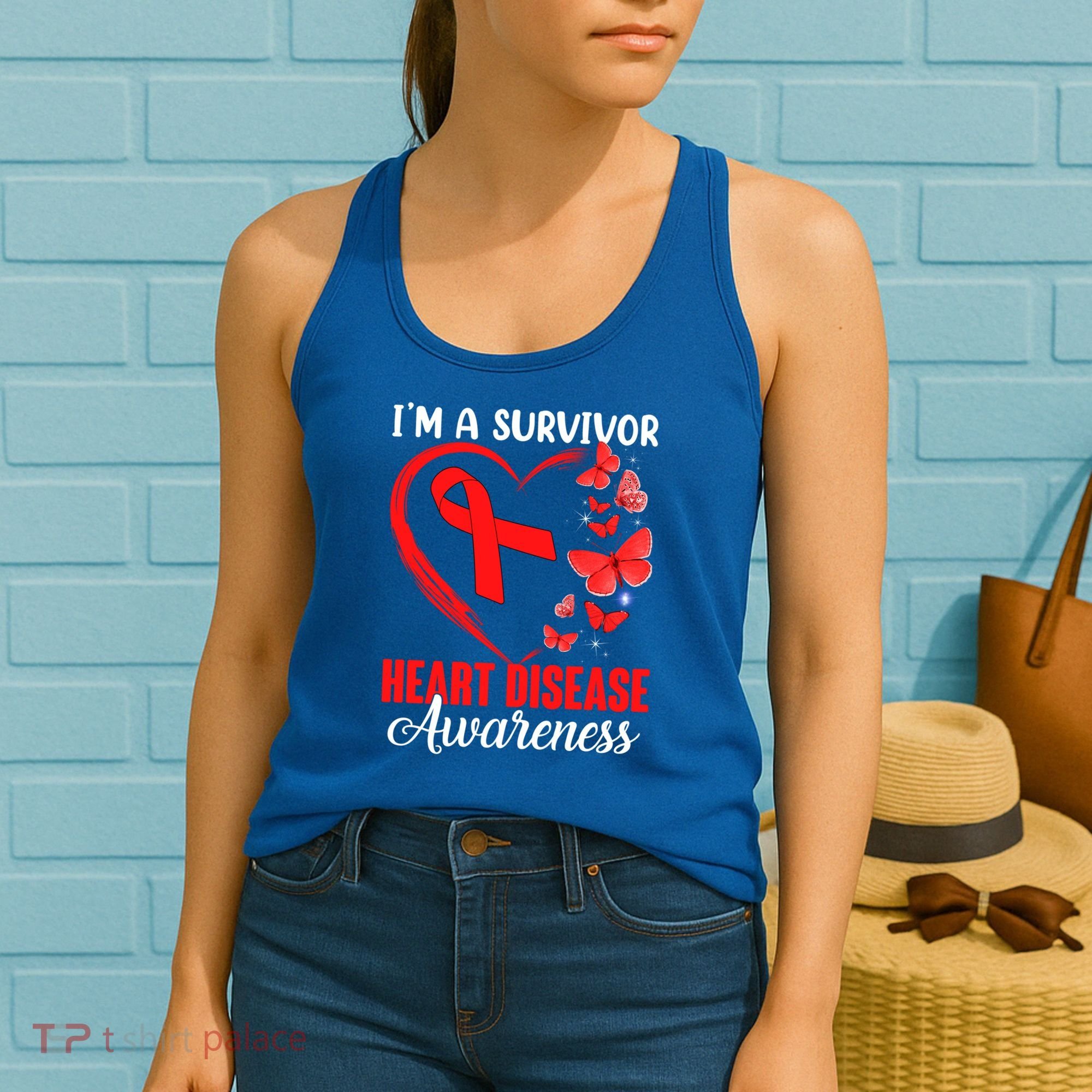 I'm A Survivor Heart Disease Awareness Month Butterfly Heart Great Gift Women's Tank Top