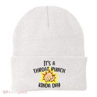 It's A Throat Punch Kinda Day Funny Punch Meme Gift Beanie thumb 0