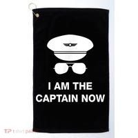 I Am The Captain Now Funny Pilot Golf Towel thumb 0