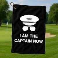 I Am The Captain Now Funny Pilot Golf Towel thumb 1