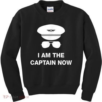 I Am The Captain Now Funny Pilot Kids Sweatshirt
