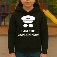 I Am The Captain Now Funny Pilot Kids Hoodie thumb 3