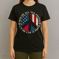 Imagine All The People Living Life In Peace Hippie Lover T-Shirt thumb 4