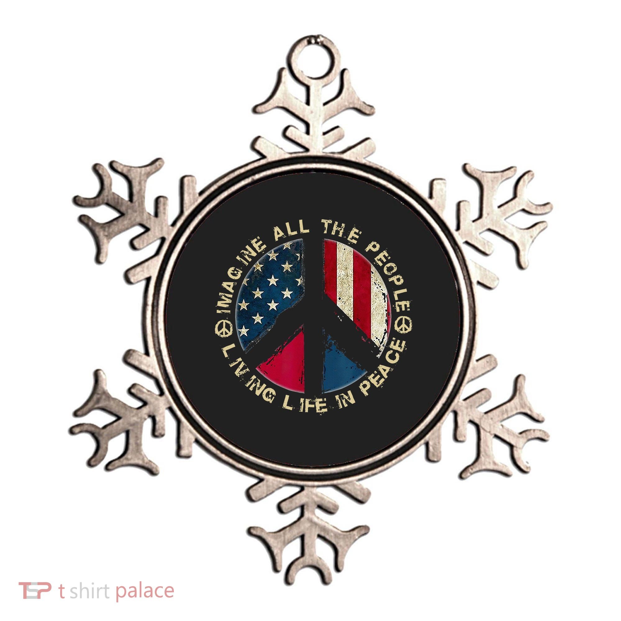 Imagine All The People Living Life In Peace Hippie Lover Ornament