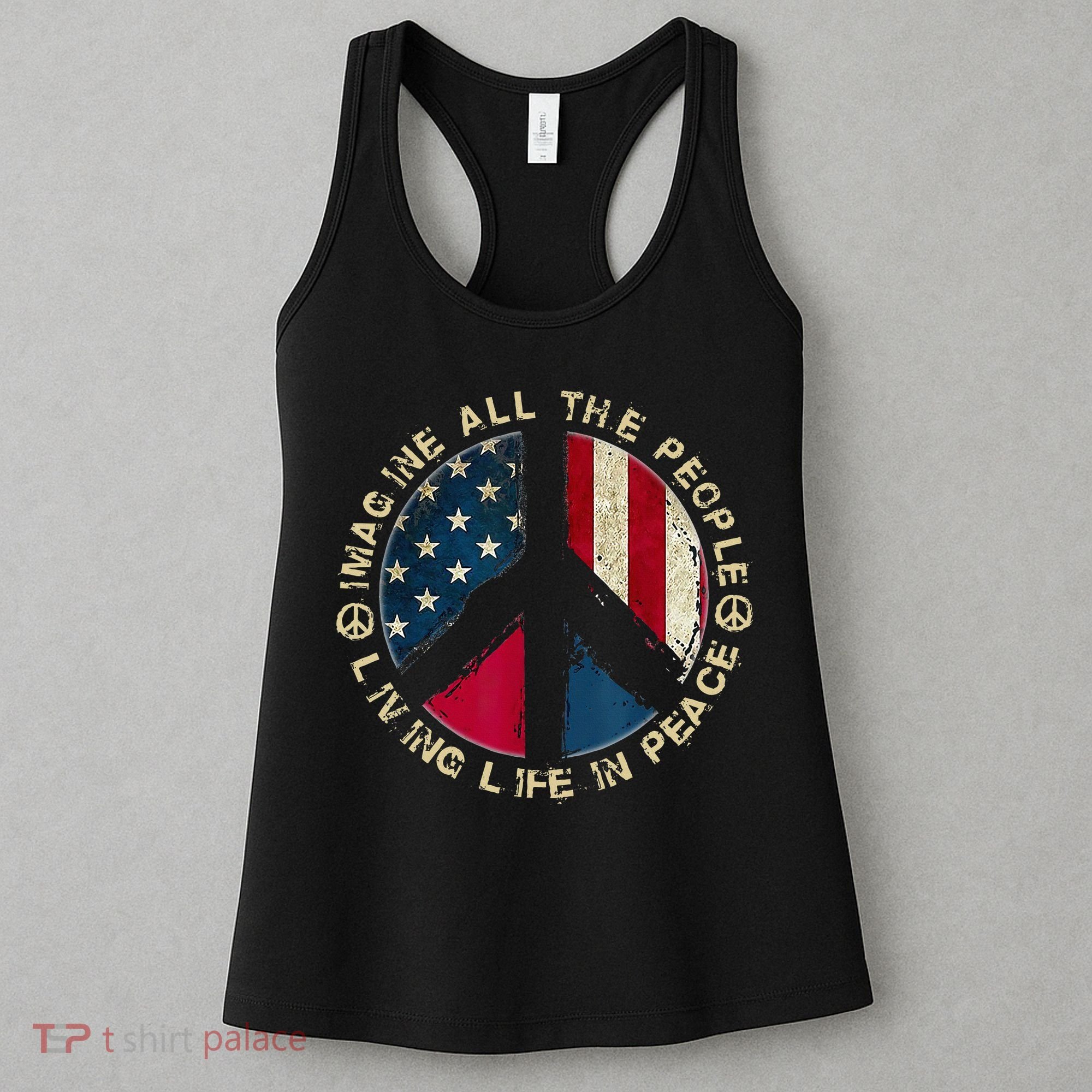 Imagine All The People Living Life In Peace Hippie Lover Women's Tank Top