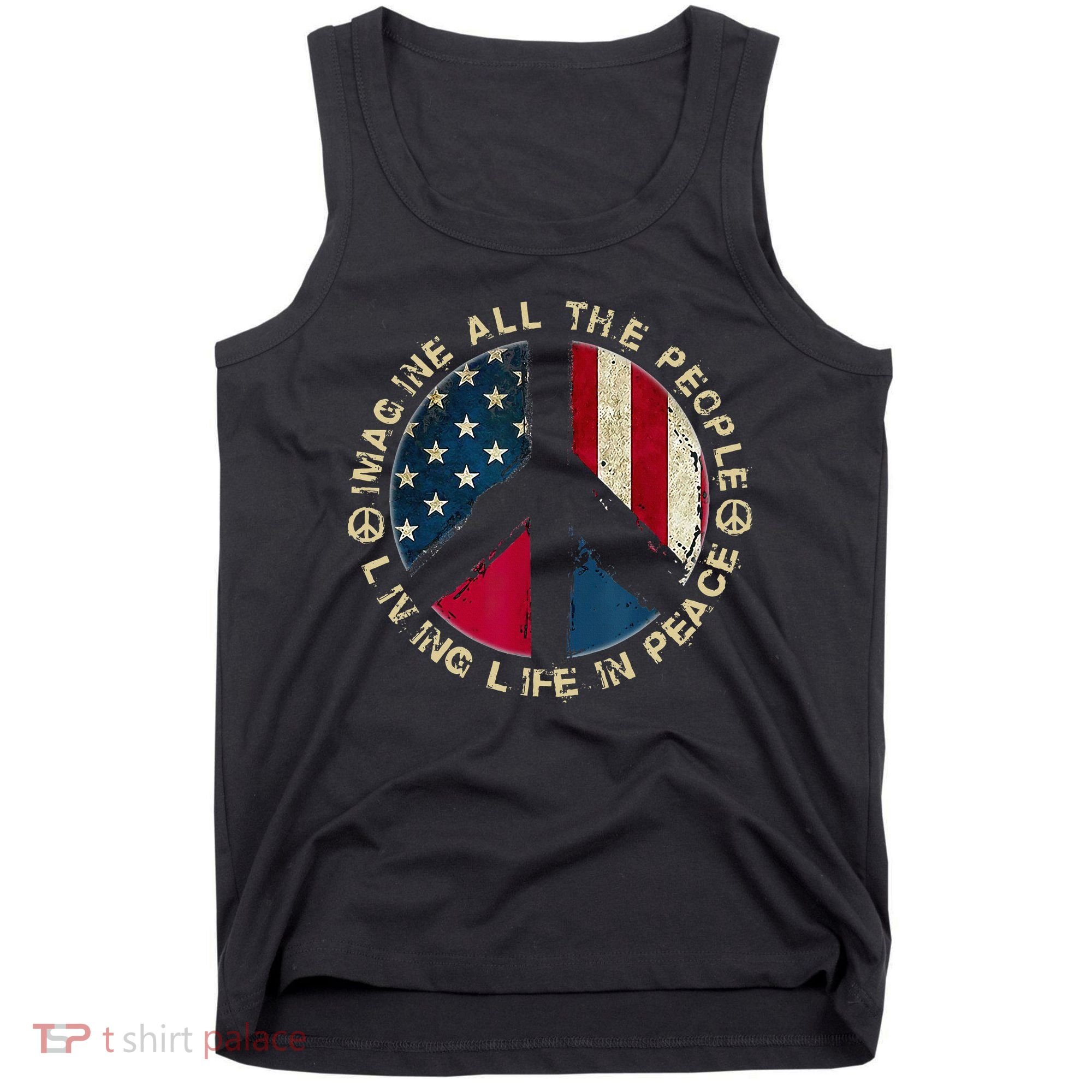 Imagine All The People Living Life In Peace Hippie Lover Tank Top