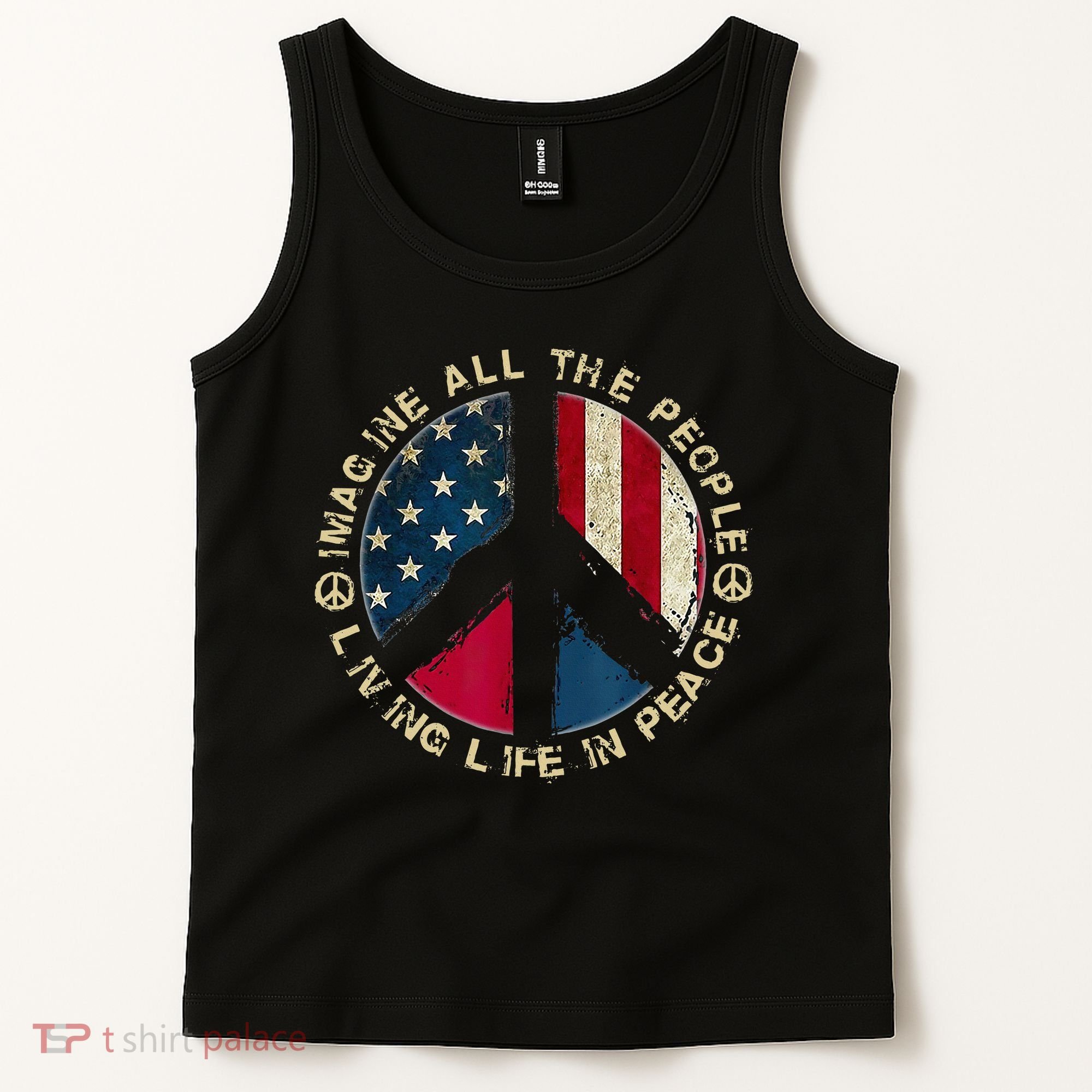 Imagine All The People Living Life In Peace Hippie Lover Tank Top