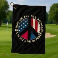 Imagine All The People Living Life In Peace Hippie Lover Golf Towel thumb 1