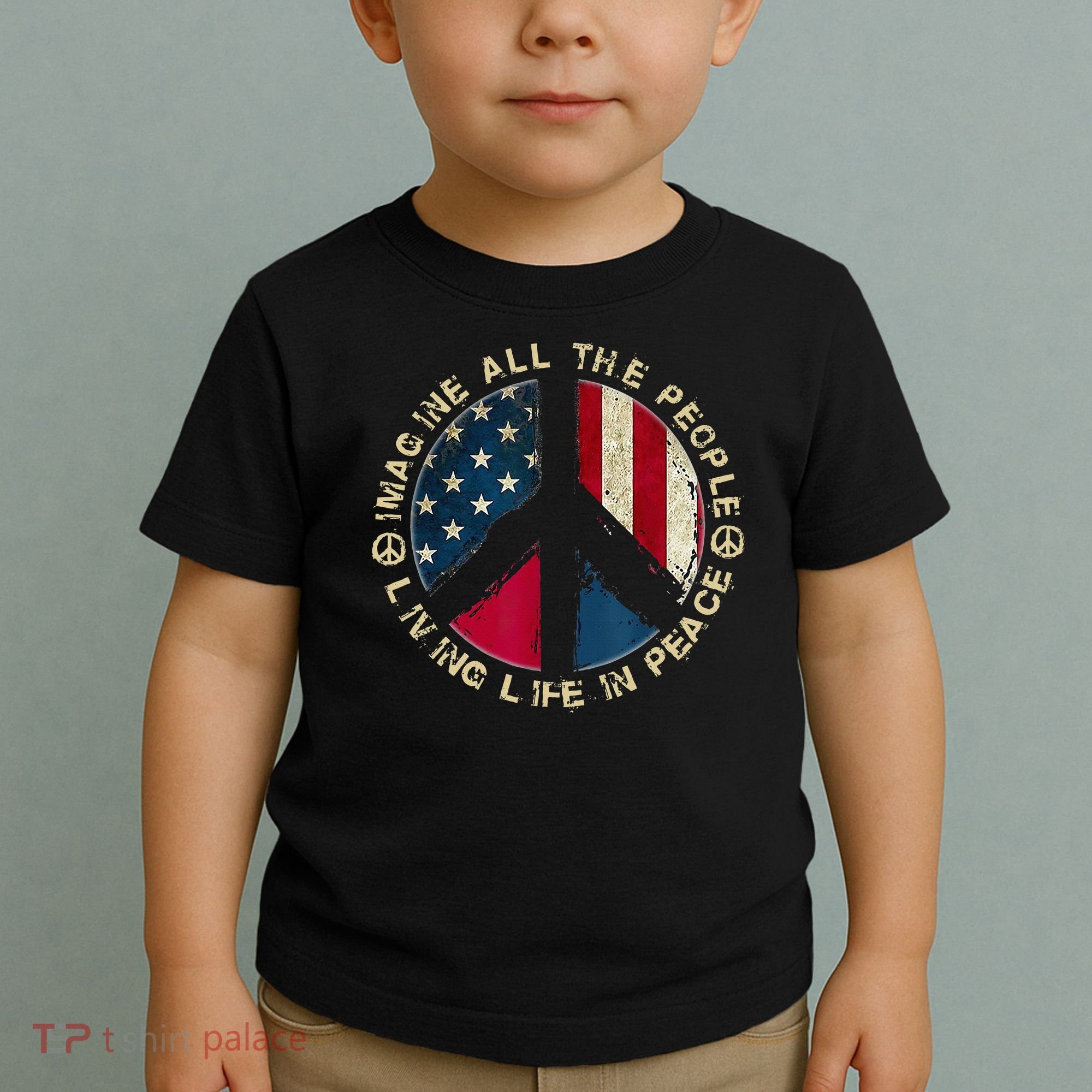 Imagine All The People Living Life In Peace Hippie Lover Toddler T-Shirt