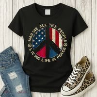 Imagine All The People Living Life In Peace Hippie Lover Women's T-Shirt thumb 3