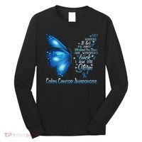I Am The Storm Colon Cancer Awareness Butterfly Long Sleeve Shirt thumb 0