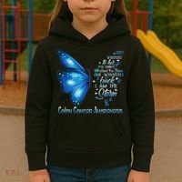 I Am The Storm Colon Cancer Awareness Butterfly Kids Hoodie thumb 3