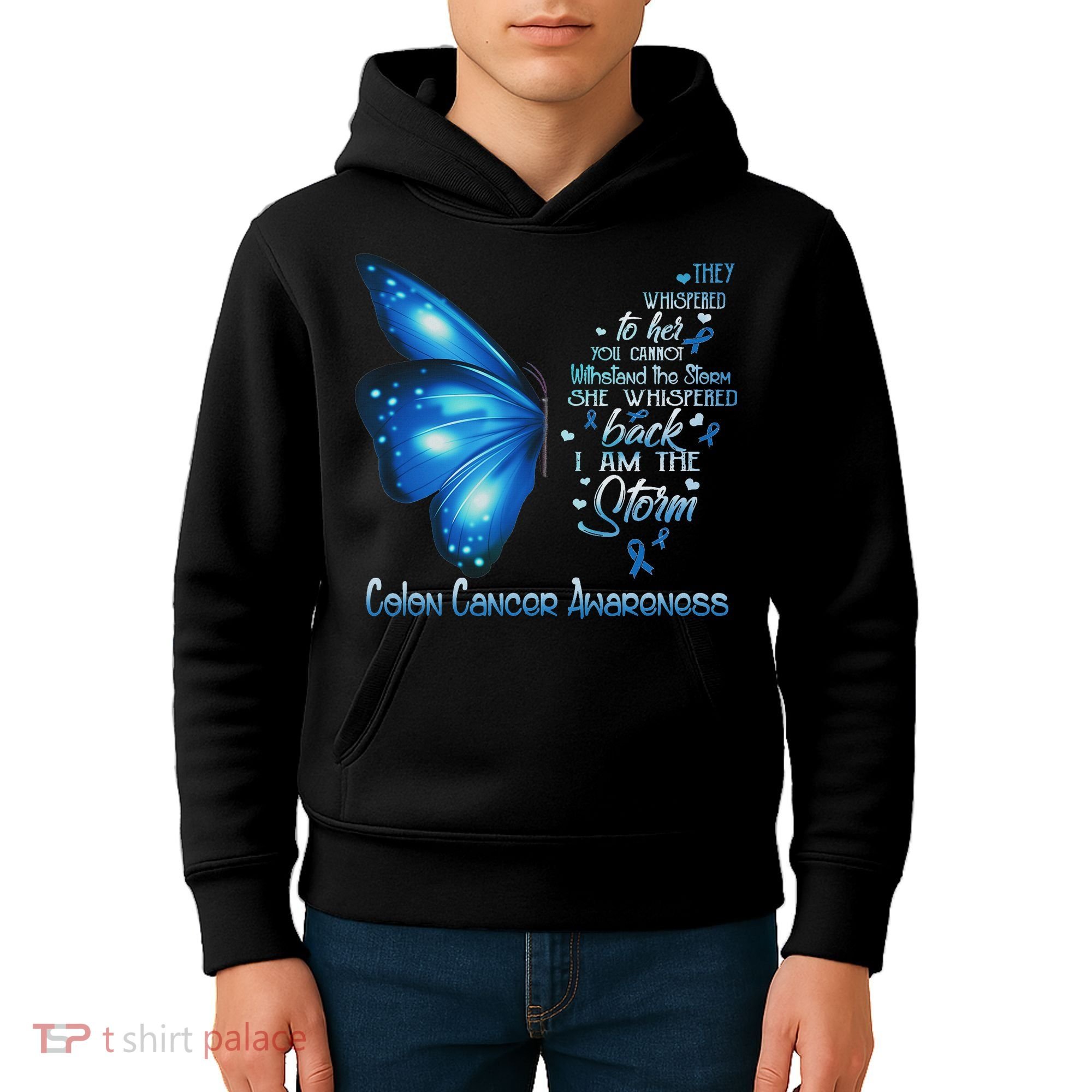 I Am The Storm Colon Cancer Awareness Butterfly Kids Hoodie