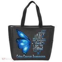 I Am The Storm Colon Cancer Awareness Butterfly Tote Bag thumb 0
