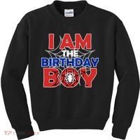I Am The Birthday Boy Spider Party Kids Sweatshirt thumb 0