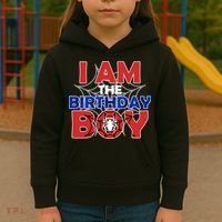 I Am The Birthday Boy Spider Party Kids Hoodie thumb 3