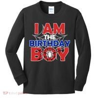 I Am The Birthday Boy Spider Party Kids Long Sleeve Shirt thumb 0