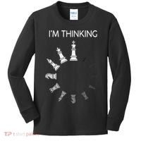 I Am Thinking Chess Pieces I’m Thinking Chess Player Kids Long Sleeve Shirt thumb 0