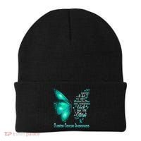 I Am The Storm Ovarian Cancer Awareness Butterfly Beanie thumb 0