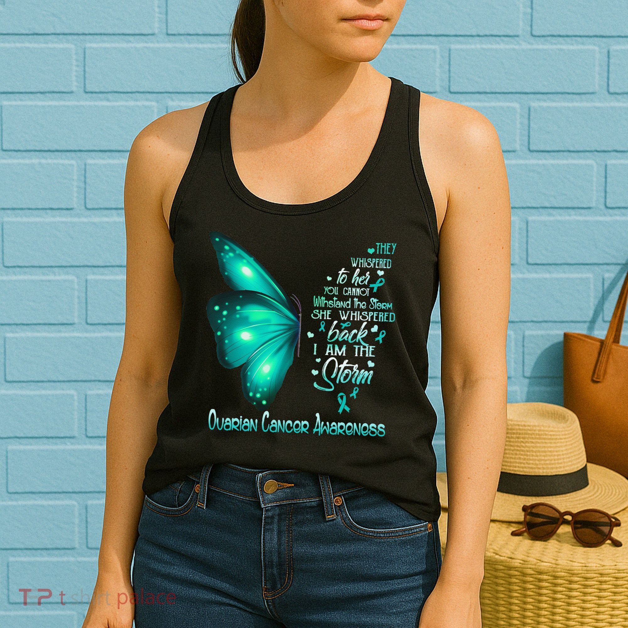 I Am The Storm Ovarian Cancer Awareness Butterfly Women's Tank Top