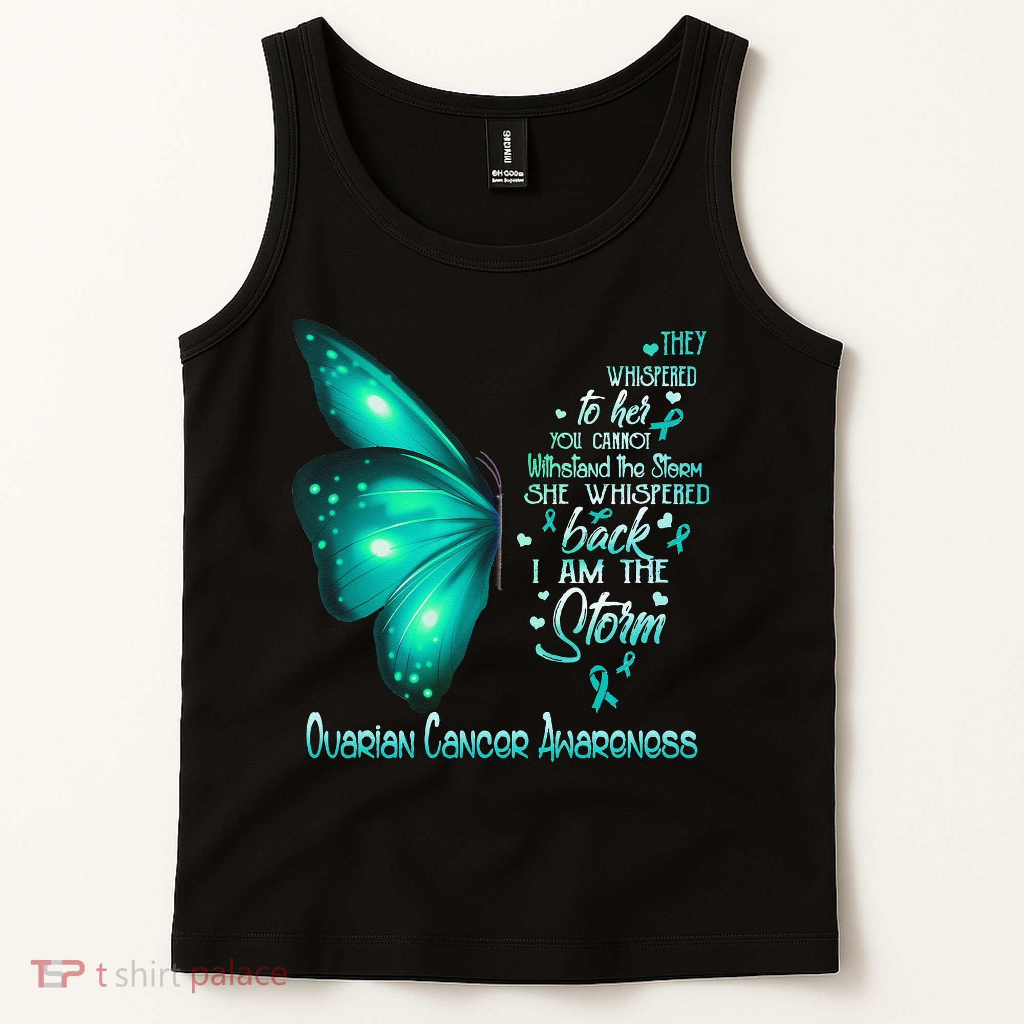 I Am The Storm Ovarian Cancer Awareness Butterfly Tank Top