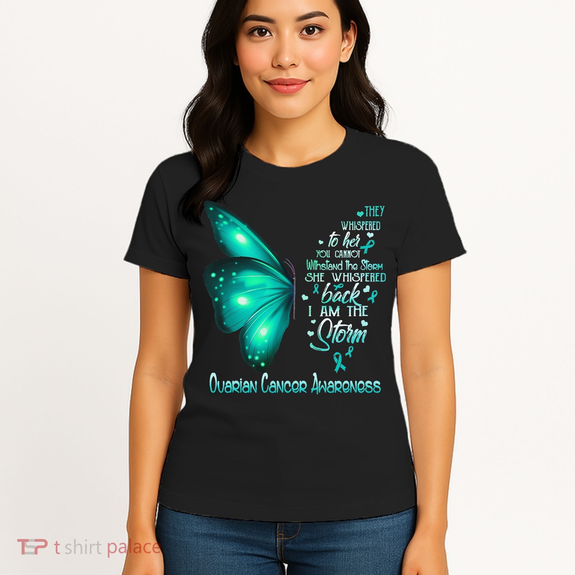 I Am The Storm Ovarian Cancer Awareness Butterfly Women's T-Shirt