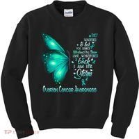 I Am The Storm Ovarian Cancer Awareness Butterfly Kids Sweatshirt thumb 0