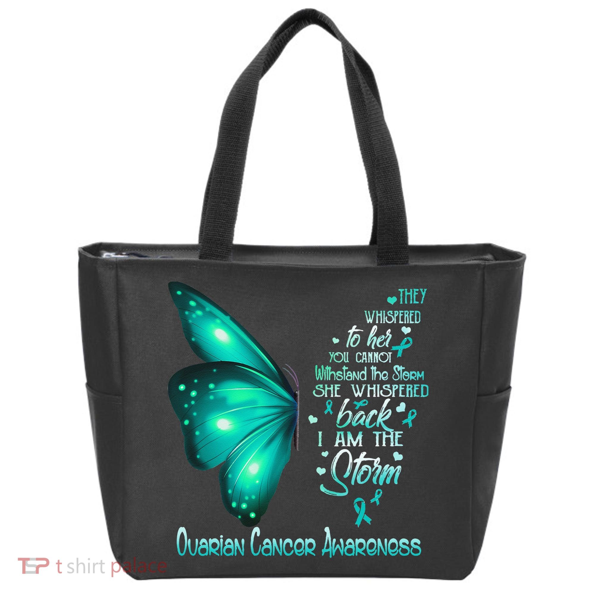 I Am The Storm Ovarian Cancer Awareness Butterfly Tote Bag