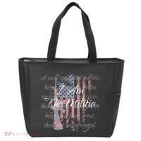 I Am The Militia Pro 2nd Amendment Proud American Flag Gift Tote Bag thumb 0