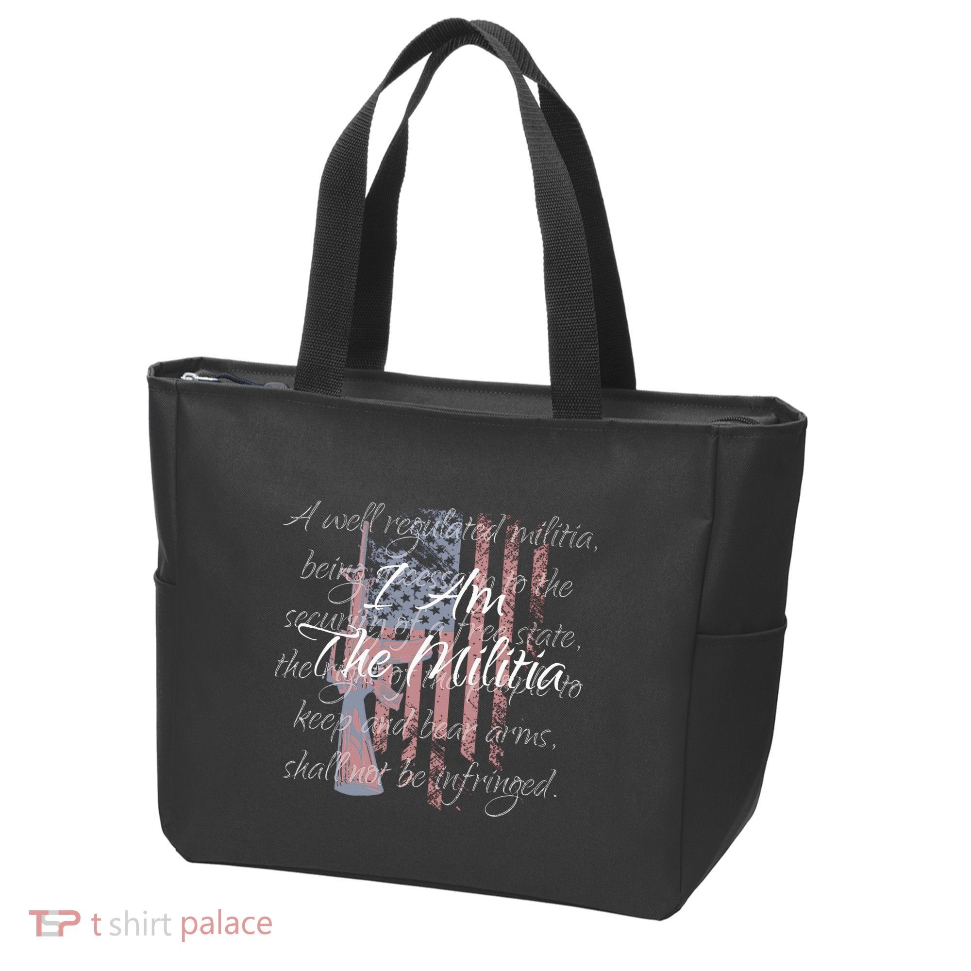 I Am The Militia Pro 2nd Amendment Proud American Flag Gift Tote Bag