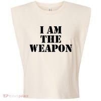 I Am The Weapon Hands OFF Protest  Garment-Dyed Women's Muscle Tee thumb 0