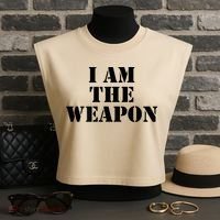 I Am The Weapon Hands OFF Protest  Garment-Dyed Women's Muscle Tee thumb 3