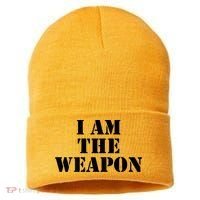 I Am The Weapon Hands OFF Protest  Sustainable Knit Beanie thumb 0